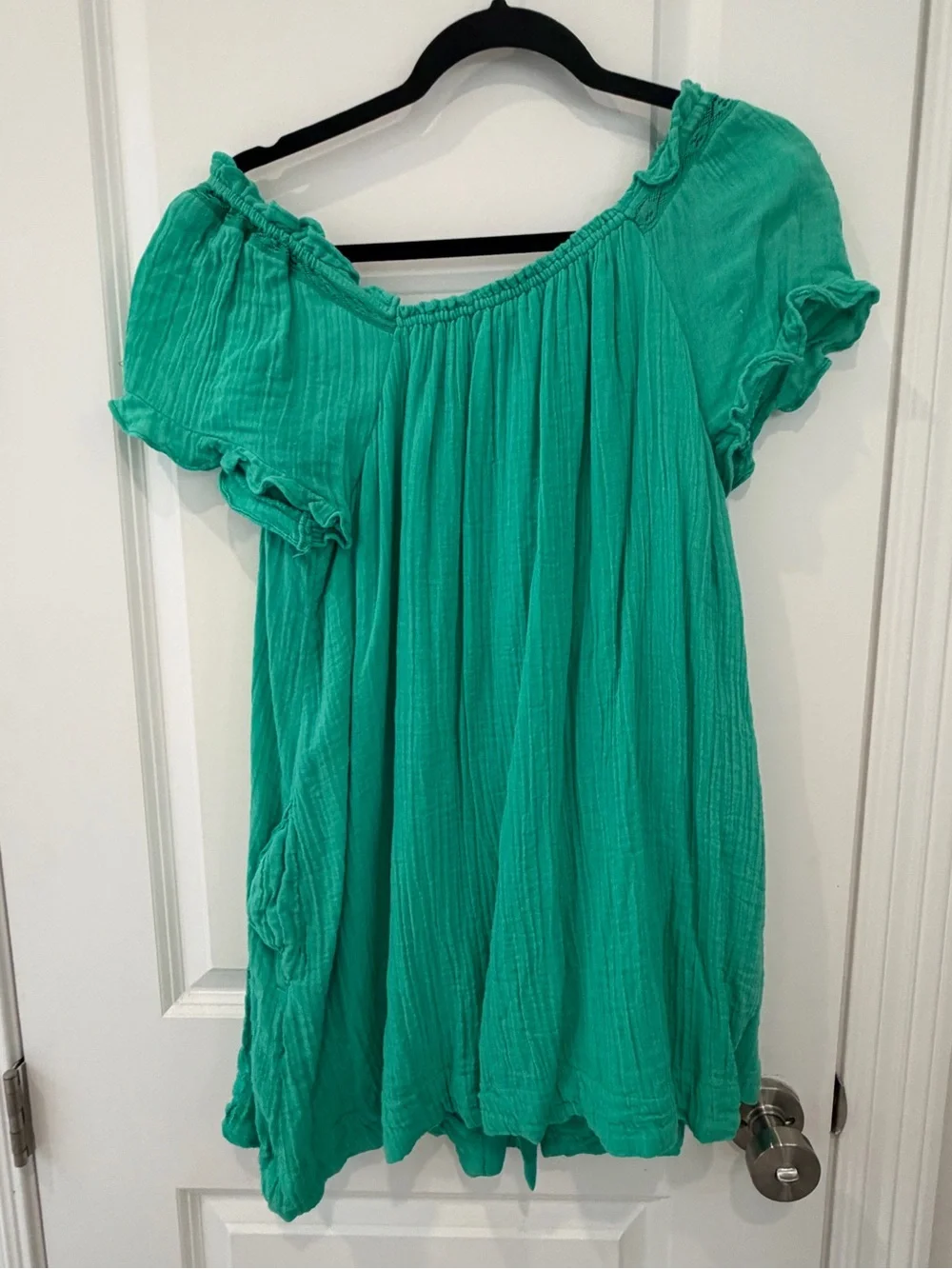 Free People Teal Green Button-Front Mini Dress